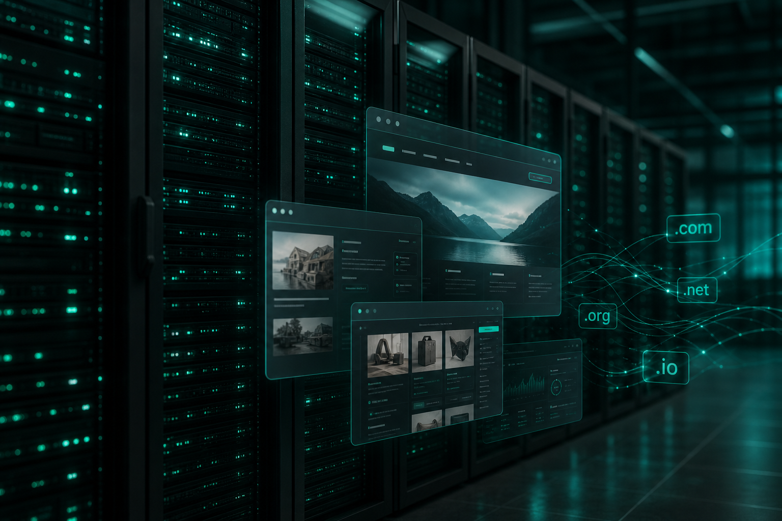 Server racks and hosted websites — Rippin Host shared web hosting